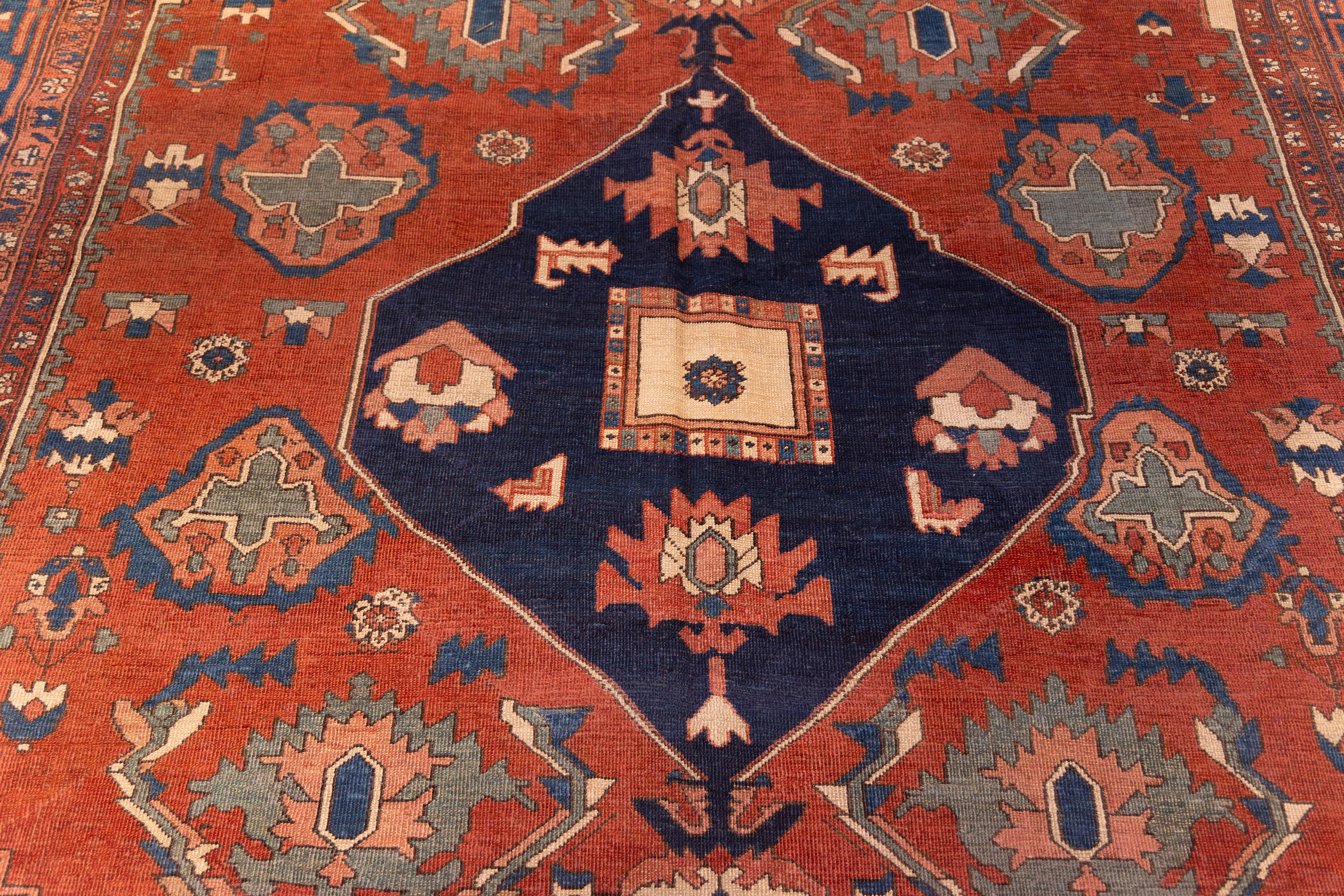 Serapi Antique Late 19th century tribal serapi rug For Sale