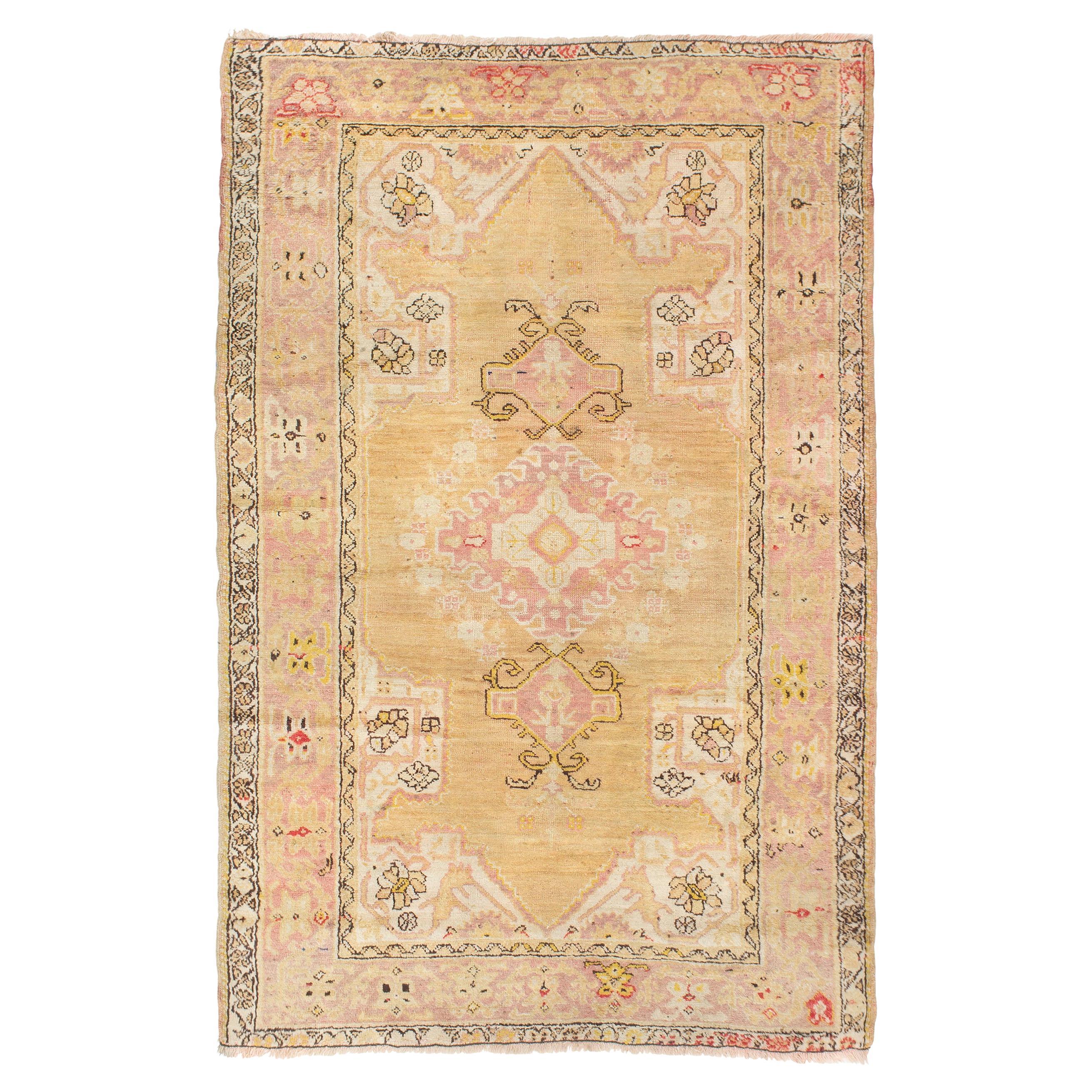 Antique Late 19th Century Turkish Oushak Rug