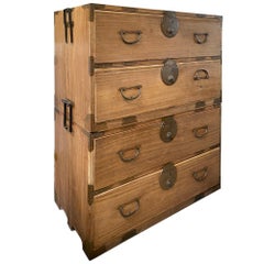 Antique Late 19th Century Two Piece Tansu Chest