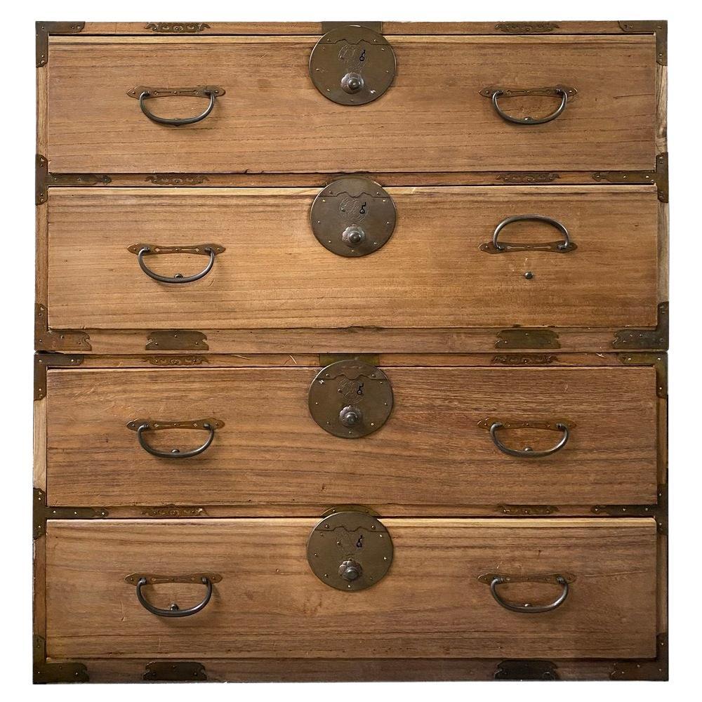 Antique Late 19th Century Two Piece Tansu Chest