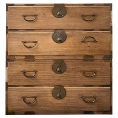 Antique Late 19th Century Two Piece Tansu Chest