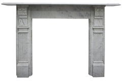 Antique Late 19th Century Victorian Carrara Marble Fireplace Surround