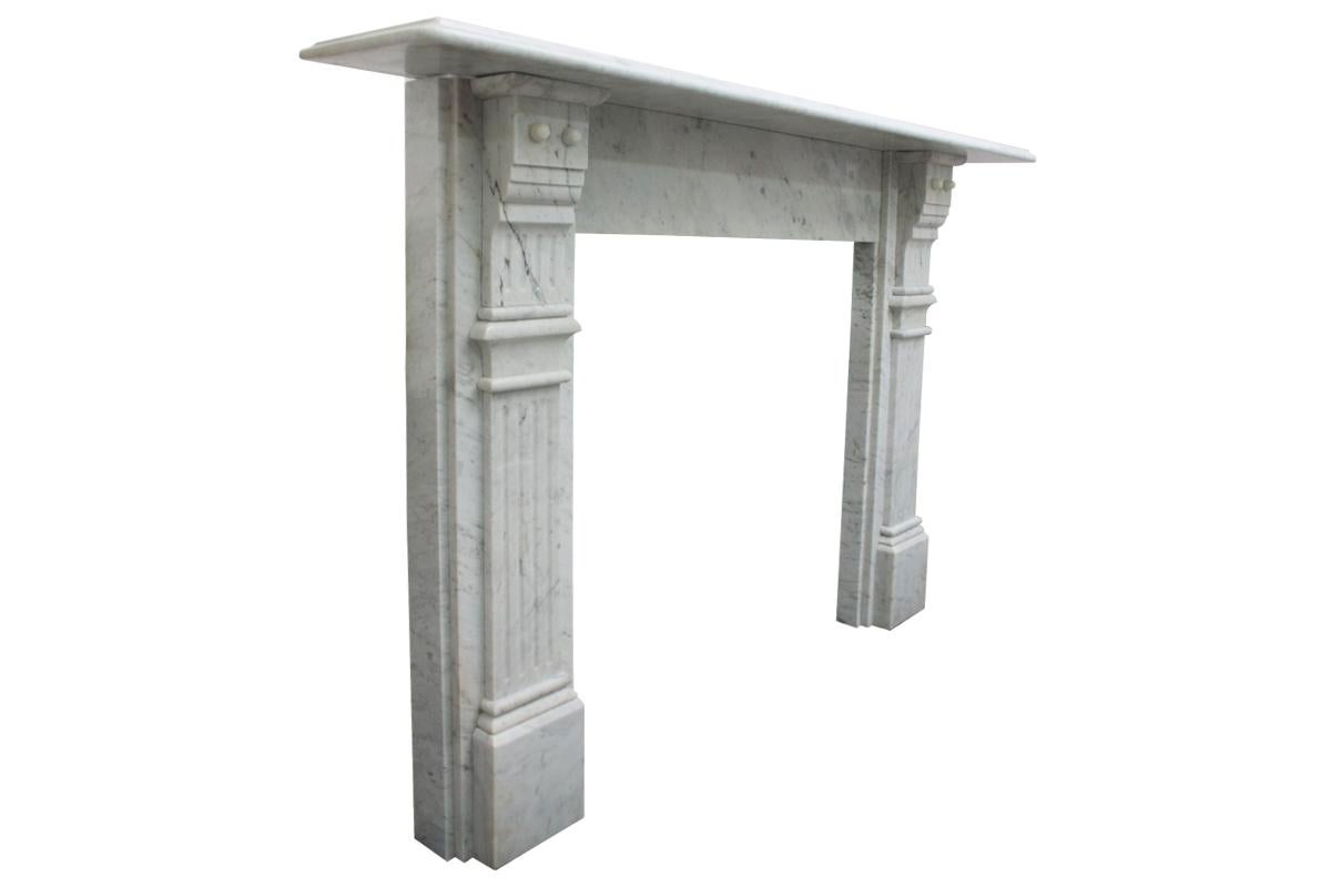 Antique Late 19th Century Victorian Carrara Marble Fireplace Surround In Good Condition In Manchester, GB