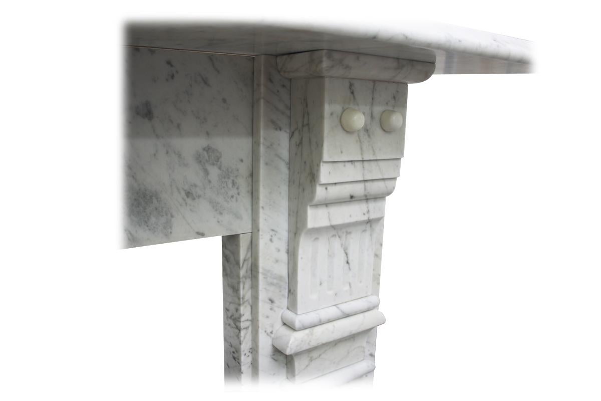 Antique Late 19th Century Victorian Carrara Marble Fireplace Surround 1