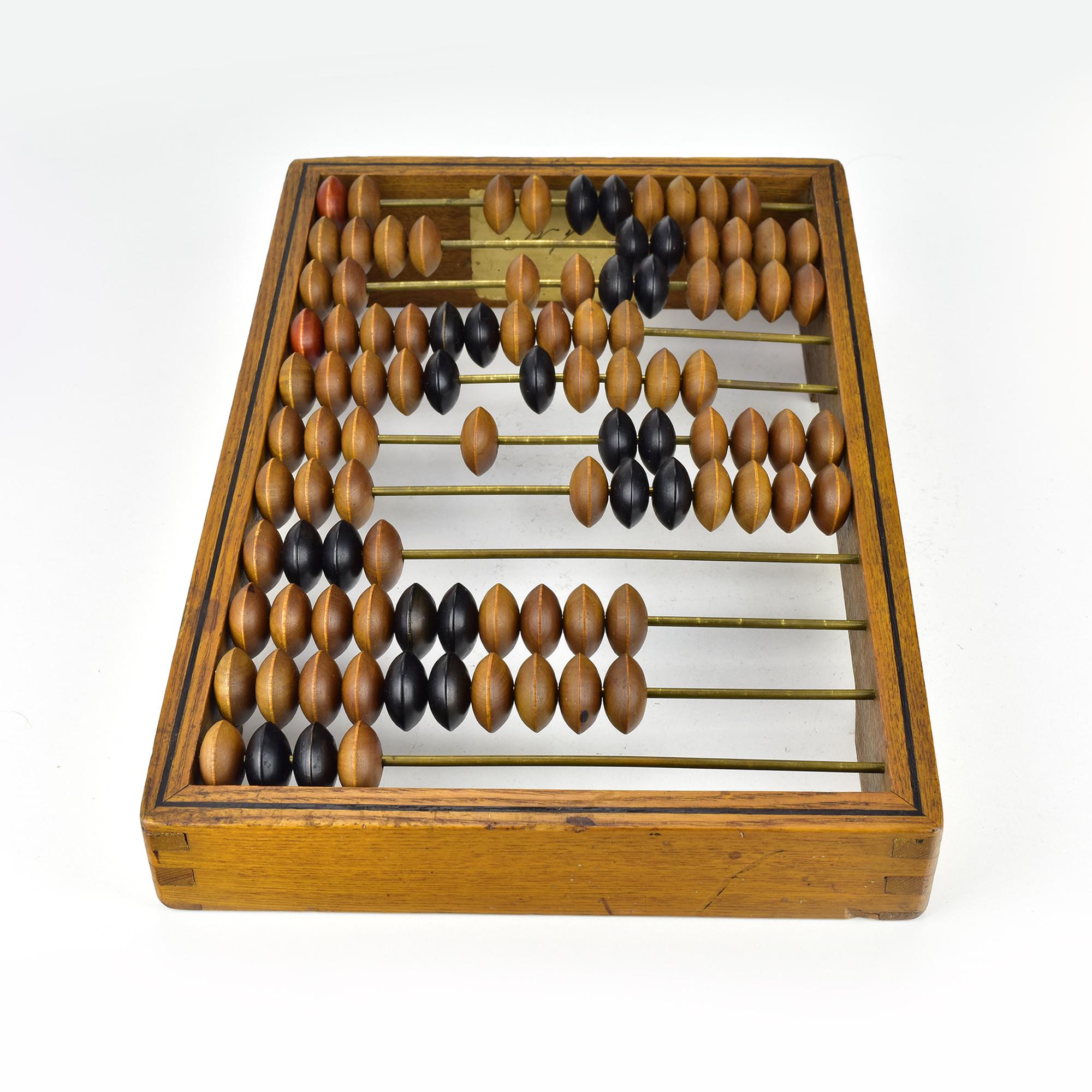 Antique Late 19th Century Wooden Abacus with Brass Rods and Wood Beads For Sale 1