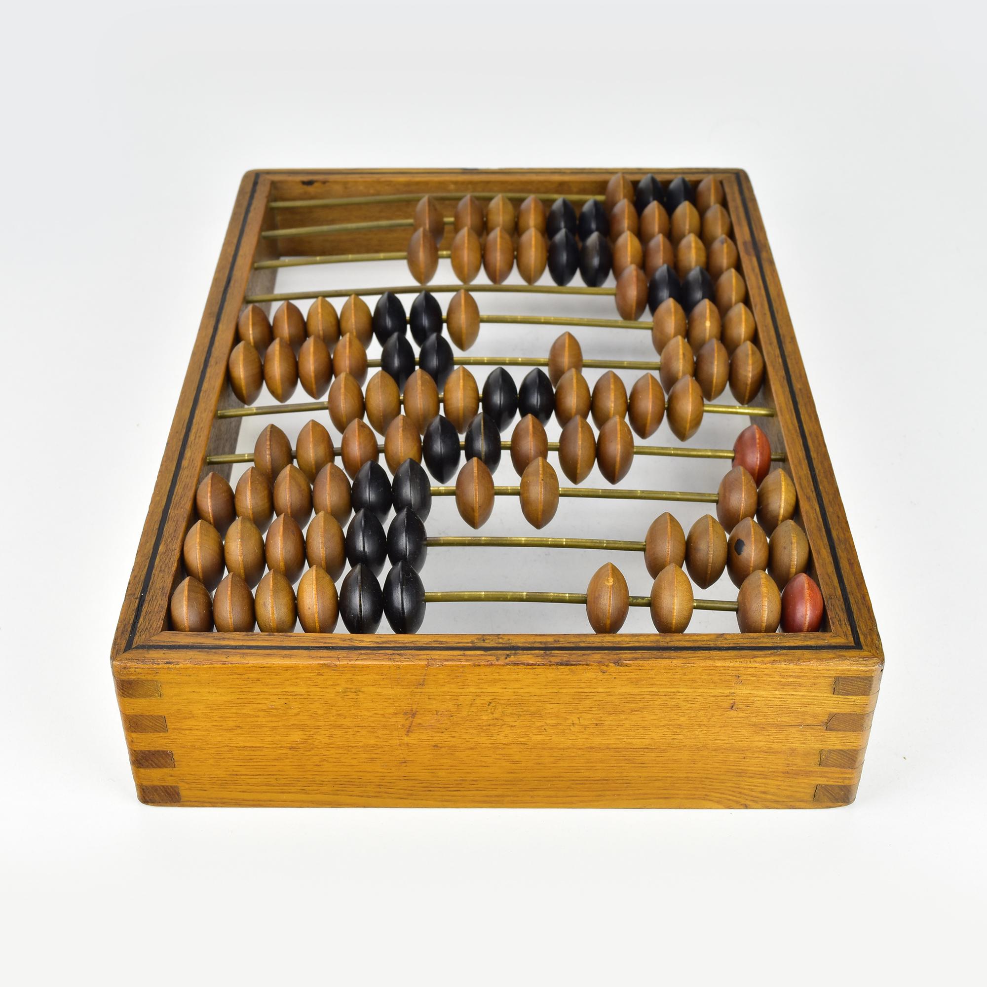 Antique Late 19th Century Wooden Abacus with Brass Rods and Wood Beads For Sale 3