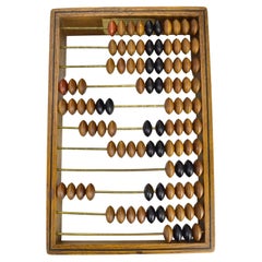 Abaque antique de la fin du 19e siècle en Wood Wood avec tiges en laiton et perles en bois