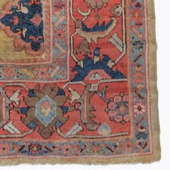 Antique Late 19th Century Yellow Floral Design Wool Carpet