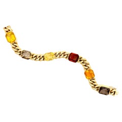 Antiguo 1920 Oro Amarillo 14K Bracalete Citrino Octagonal Policromado