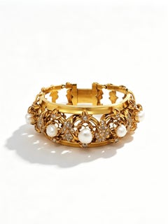Antikes Gelbgold-Perlen-Diamanten-Armband des späten 19. Jahrhunderts, europäisch