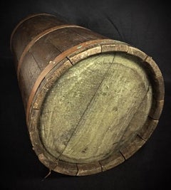 Antique Late 19th-Early 20th Century Wooden Butter Churn with Copper Ban - 2Y305