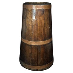 Antike Holz-Butterkrüge des späten 19. bis frühen 20. Jahrhunderts mit Kupfer Ban - 2Y305