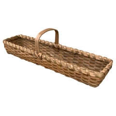 Antiguo cesto baguette de roble astillado francés de finales del siglo XX