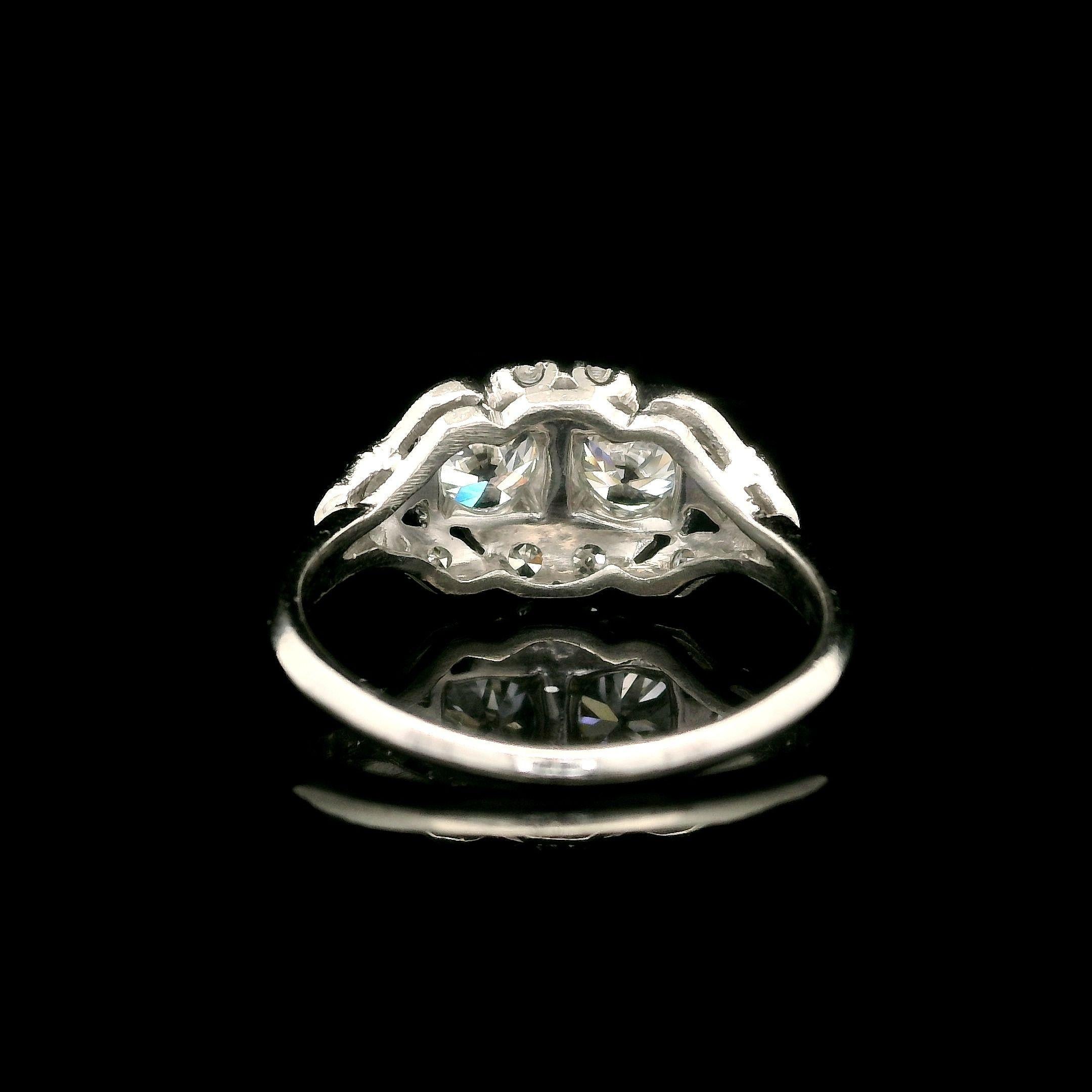 --Stone(s):--
(2) Natural Genuine Diamond - Old European Cut - Prong Set - G/H Color - VS2/SI1 Clarity - 1.0ct (approx.)
(10) Natural Genuine Diamonds - Single Cut - Pave Set - G/H Color - VS1-SI1 Clarity - 0.14ctw (approx.)
Total Carat Weight: 1.14