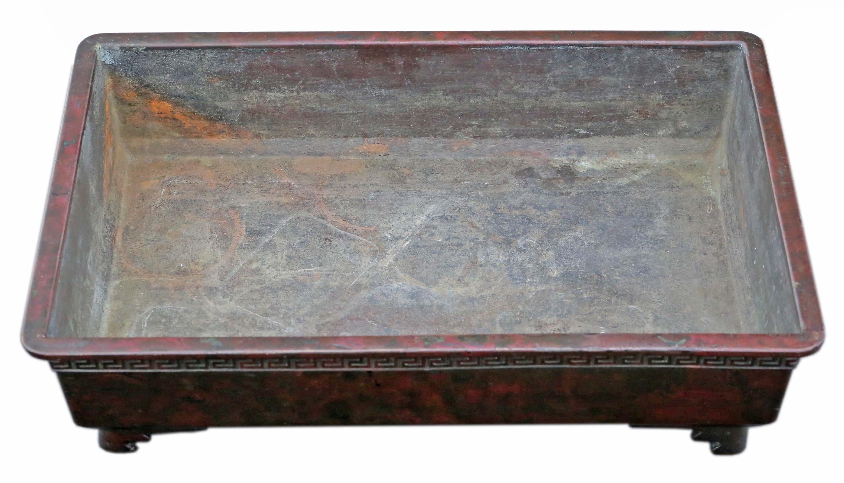 Antique Late Edo C1850 Japanese Bronze Suiban Ikebana Bowl Planter Jardinière For Sale 1