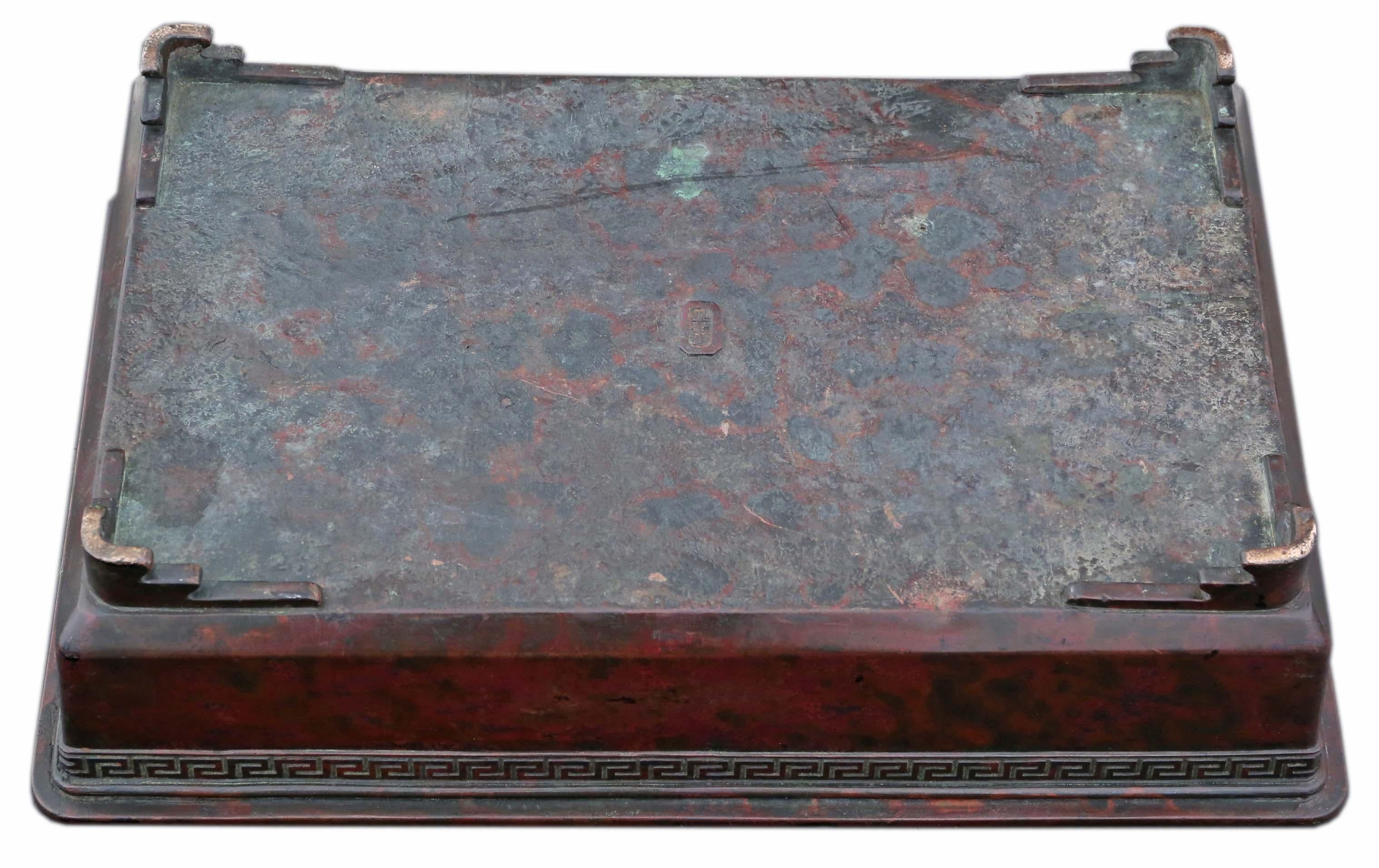 Antique Late Edo C1850 Japanese Bronze Suiban Ikebana Bowl Planter Jardinière For Sale 2