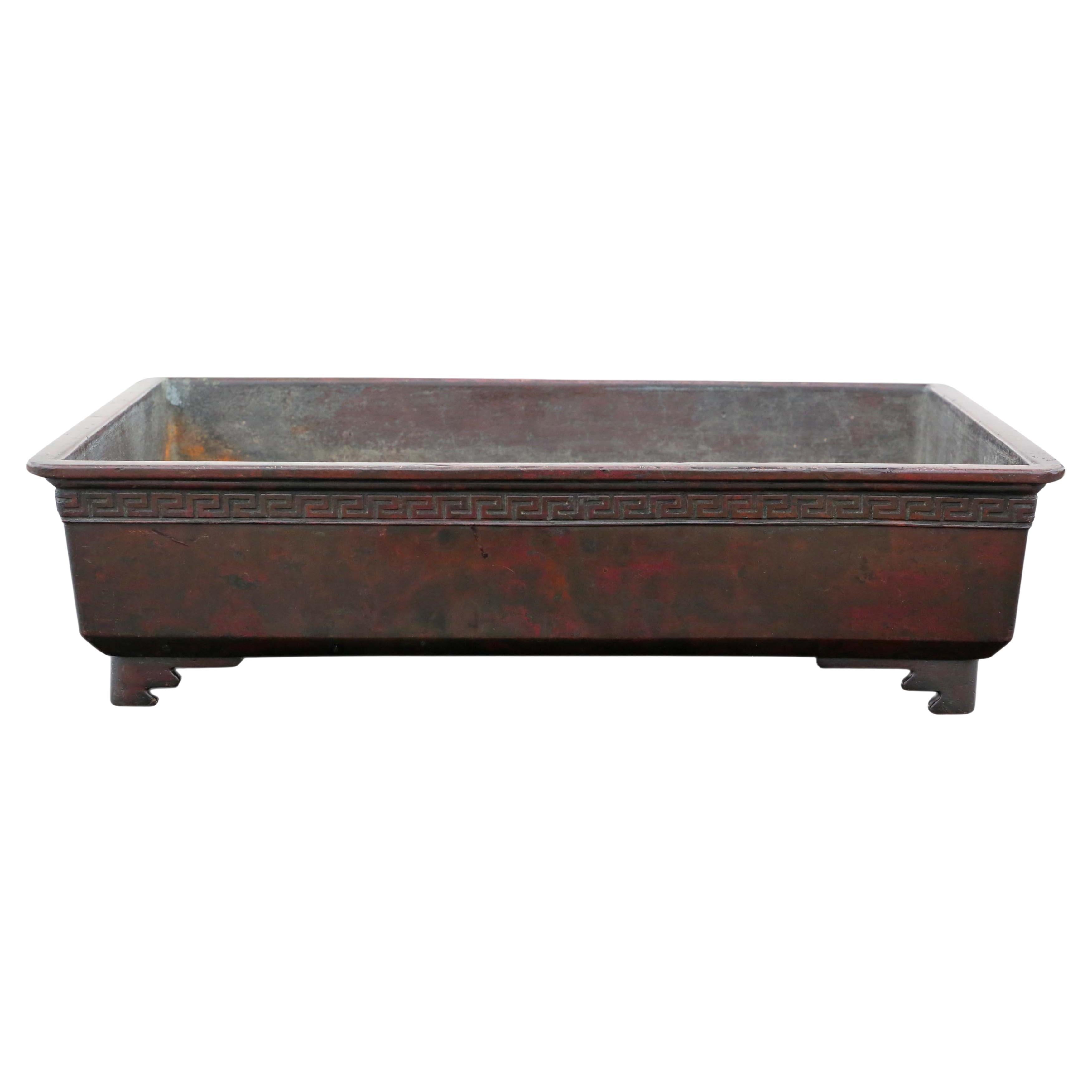 Antiquity Late Edo C1850 Japanese Bronze Suiban Ikebana Bowl Planter Jardinière