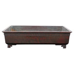 Antique Late Edo C1850 Japanese Bronze Suiban Ikebana Bowl Planter Jardinière