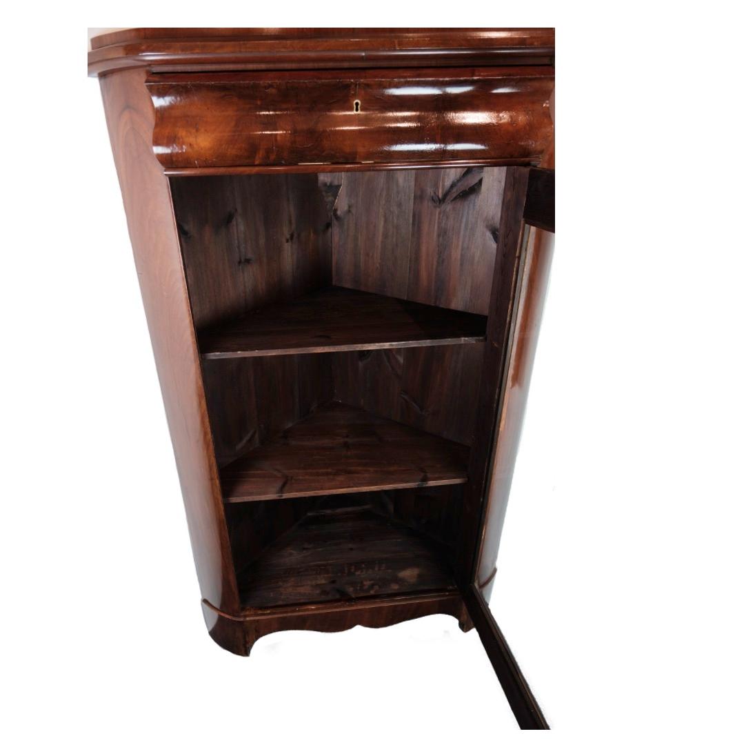 Antique Late Empire Corner Cabinet With Shelves Made In Mahogany From 1840s For Sale 5