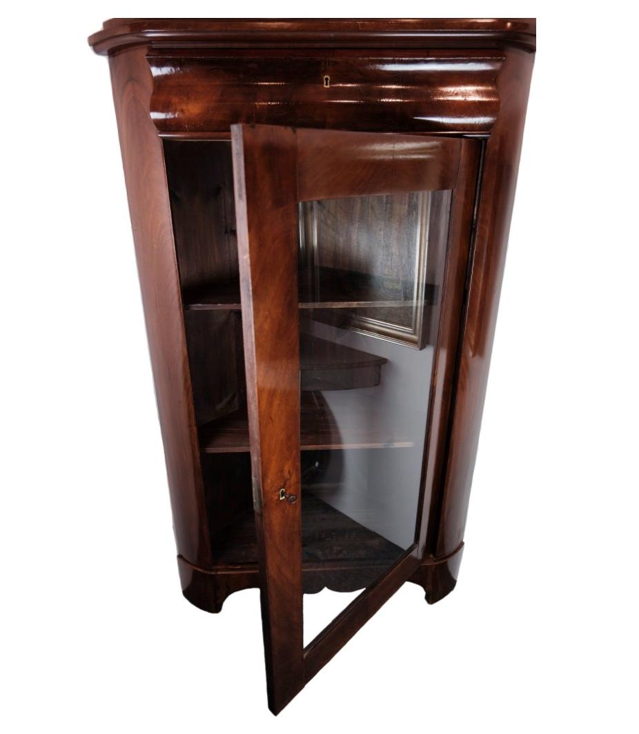 Antique Late Empire Corner Cabinet With Shelves Made In Mahogany From 1840s For Sale 3