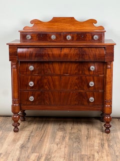 Antique Late Federal Flame Mahogany Chest of Drawers c. Late 1830s