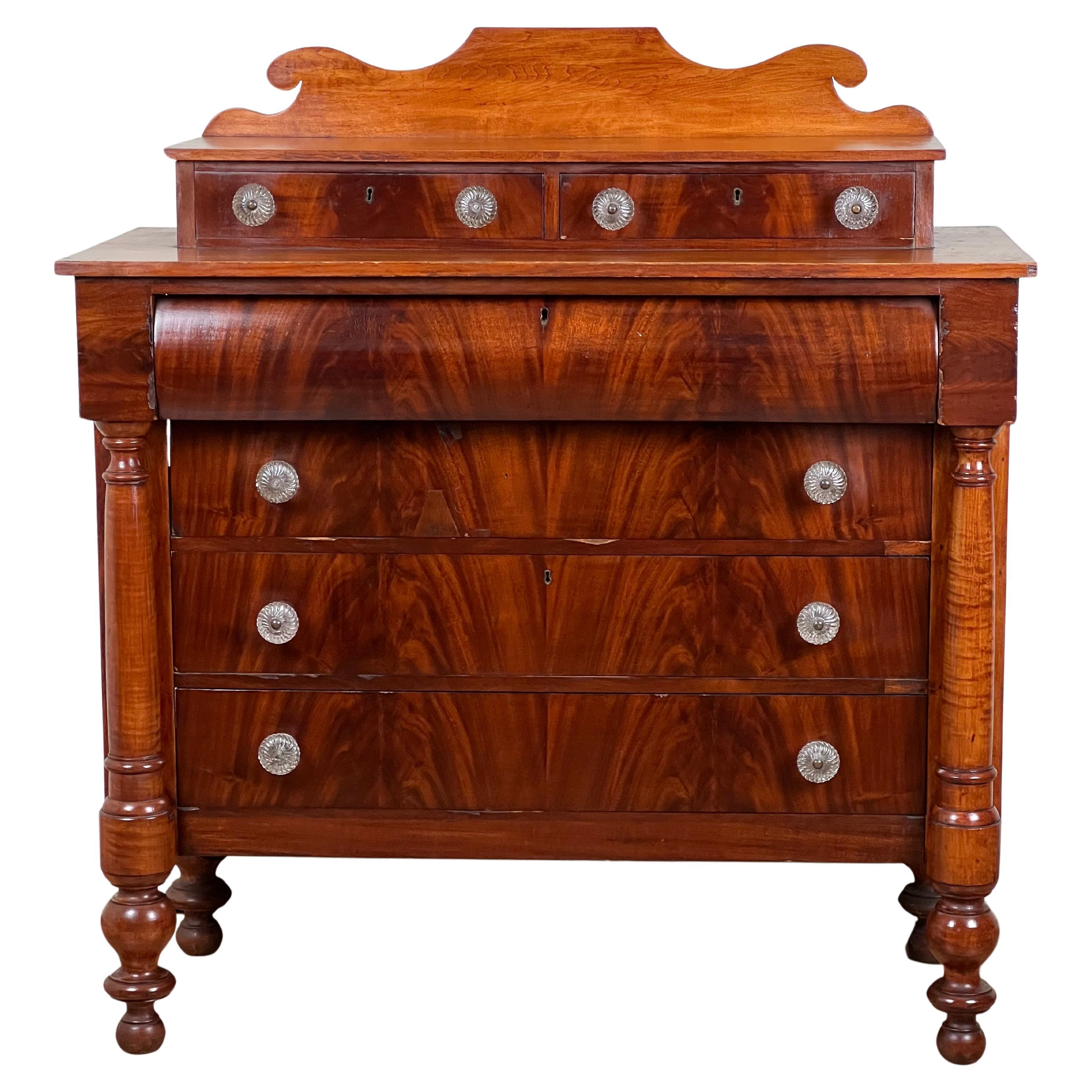 Antique Late Federal Flame Mahogany Chest of Drawers c. Late 1830s