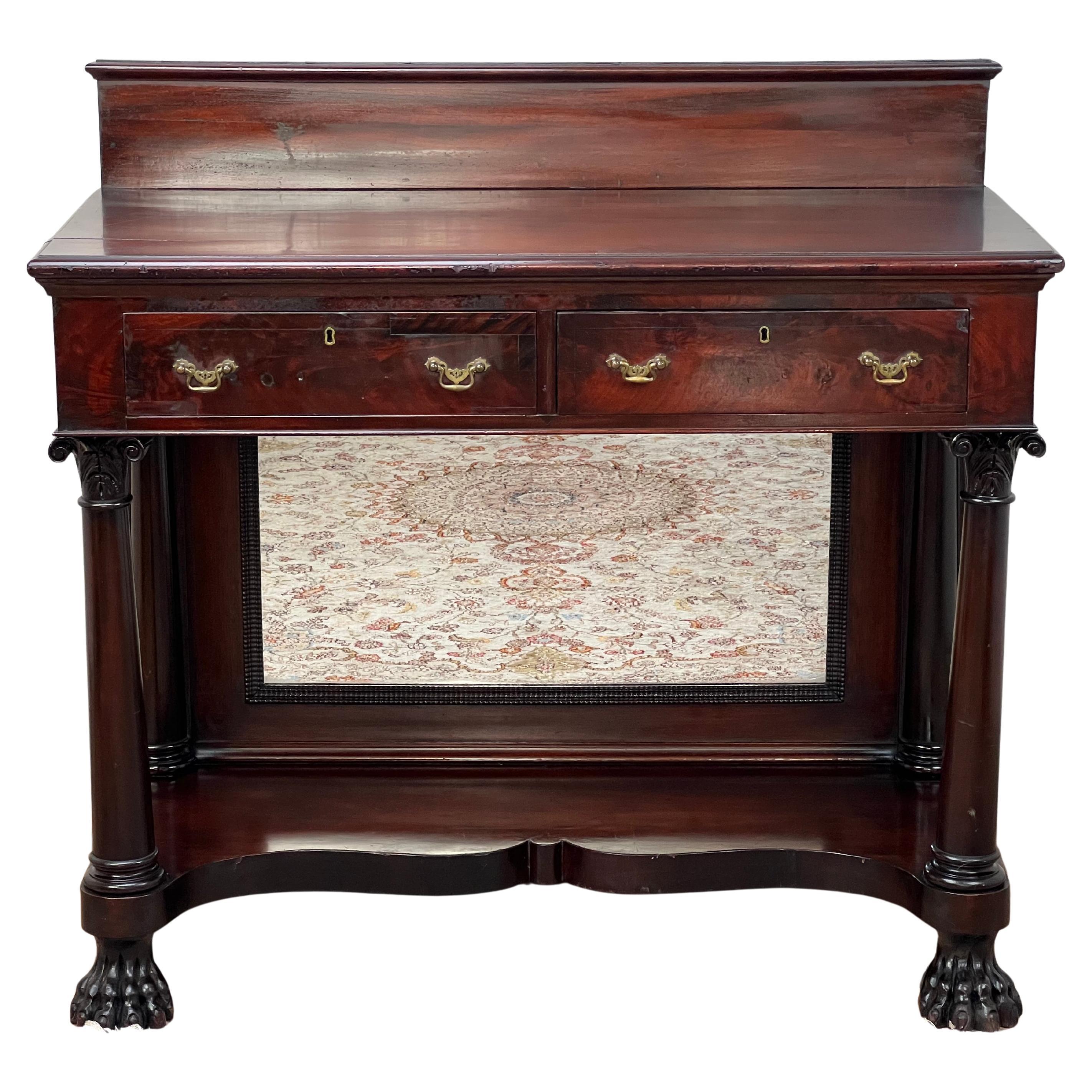 Antique Late Federal Mahogany Paw Foot Pier Table c. 1840