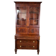 Antique Late Federal Period Mahogany Plantation Secretary Bookcase c. Late 1830s