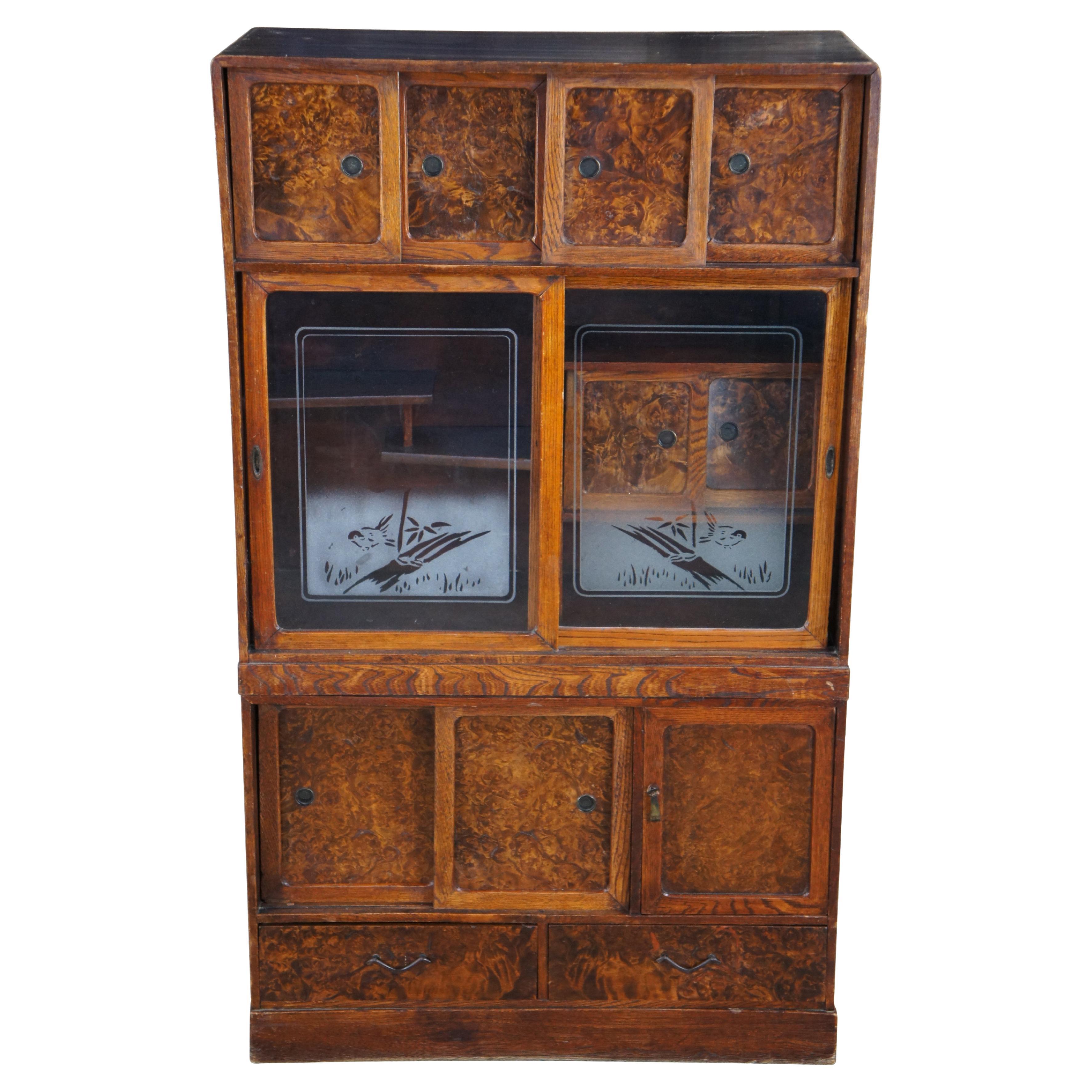 Late Meiji Japanese Cha Tansu Tea Chest Display Cabinet Cupboard 45"
