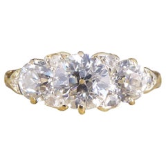 Antique Late Victorian 1.52ct Diamond Three Stone Ring in 18ct Yellow Gold