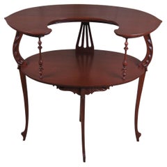 Antique Late Victorian 2 Tier Mahogany Carved Etagere End Table Dessert Serving