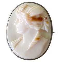 Antique Late Victorian Angel Skin Coral Cameo Brooch, Circa 1900