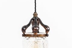 Antike spätviktorianische Arts & Crafts Cut Glass Light Pendelleuchte, C.1898