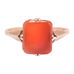 Antique Late Victorian Carnelian Agate Signet Ring