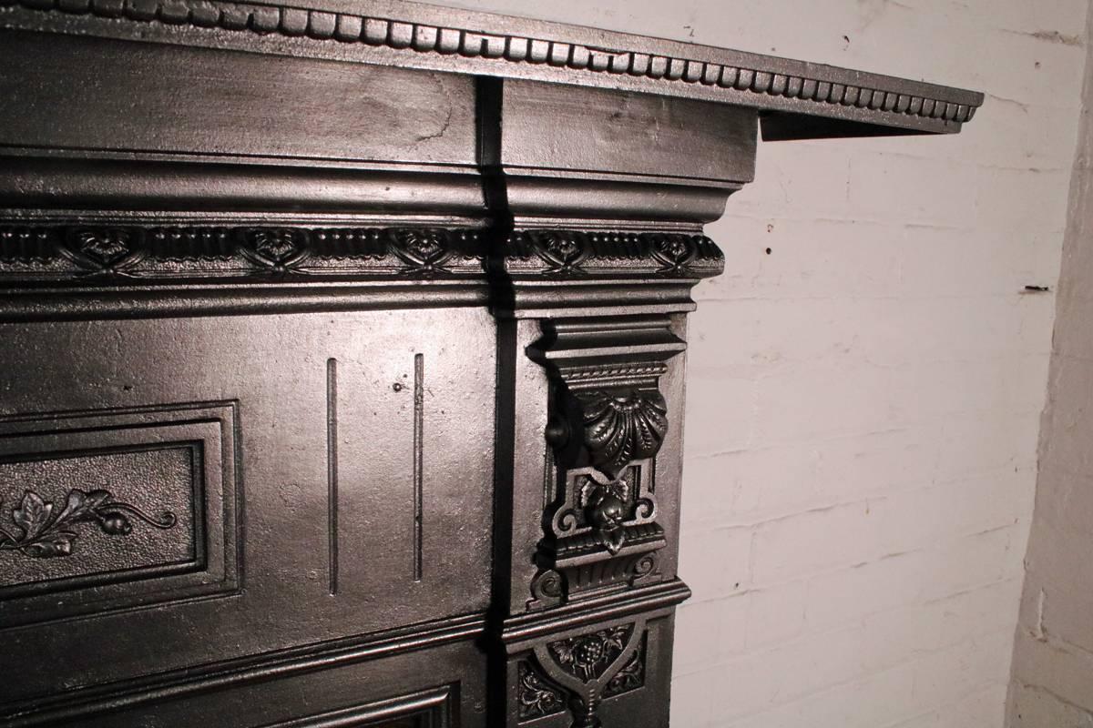 Late 19th Century Antique Late Victorian Cast Iron and Tiled Combination Fireplace