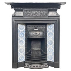 Antique Late Victorian Cast Iron and Tiled Combination Fireplace