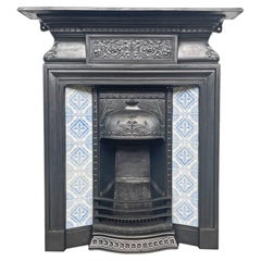 Antique Late Victorian Cast Iron and Tiled Combination Fireplace