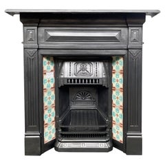 Antique Late Victorian Cast Iron and Tiled Combination Fireplace