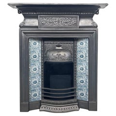 Antique Late Victorian Cast Iron and Tiled Combination Fireplace