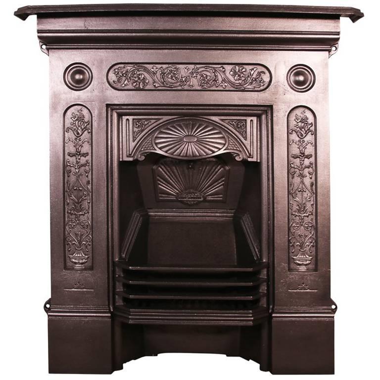 Antique Late Victorian Cast Iron Bedroom Fireplace