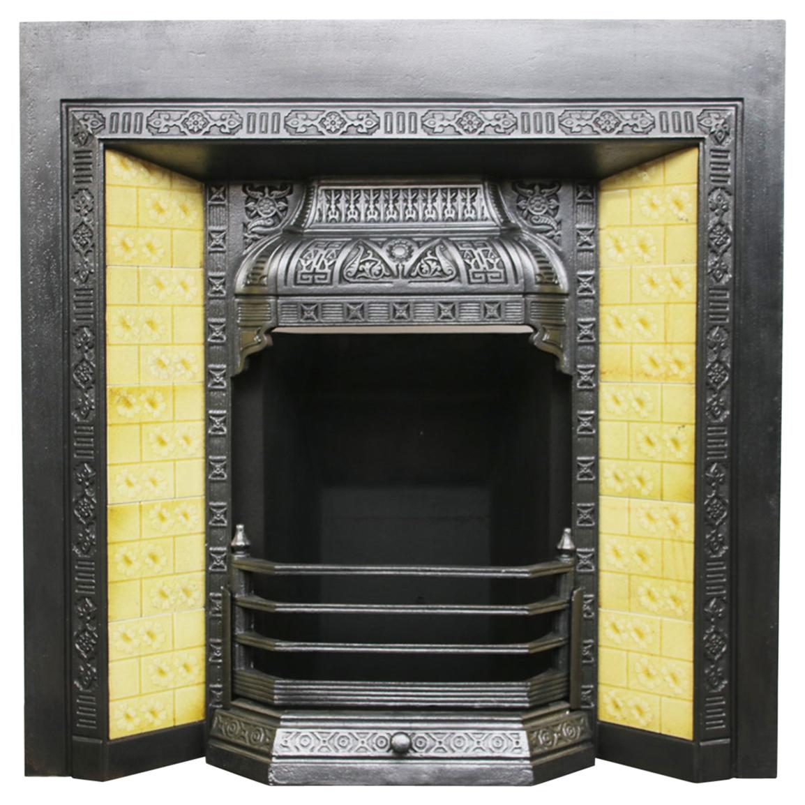 Antique Late Victorian Cast Iron Fireplace Insert