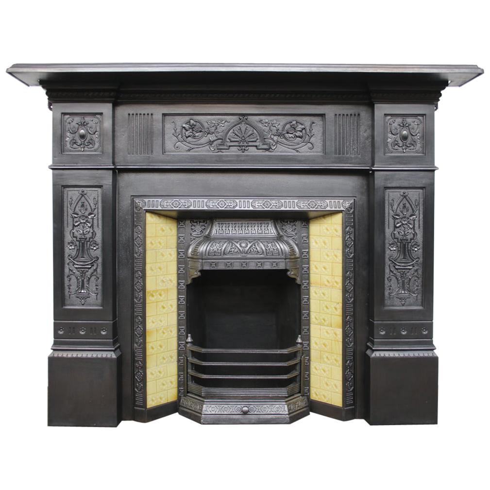 Antique Late Victorian Cast Iron Fireplace Surround