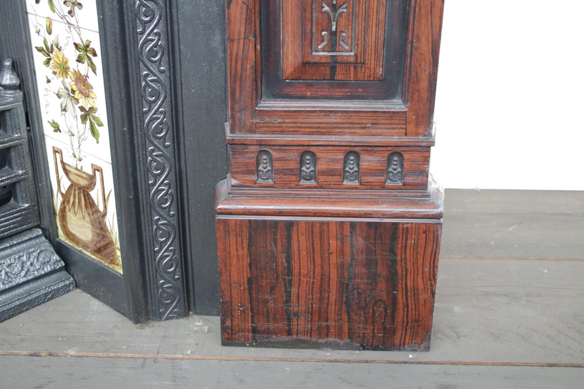 English Antique Late Victorian Cast Iron Fireplace Surround 'Wood Scumbling' For Sale