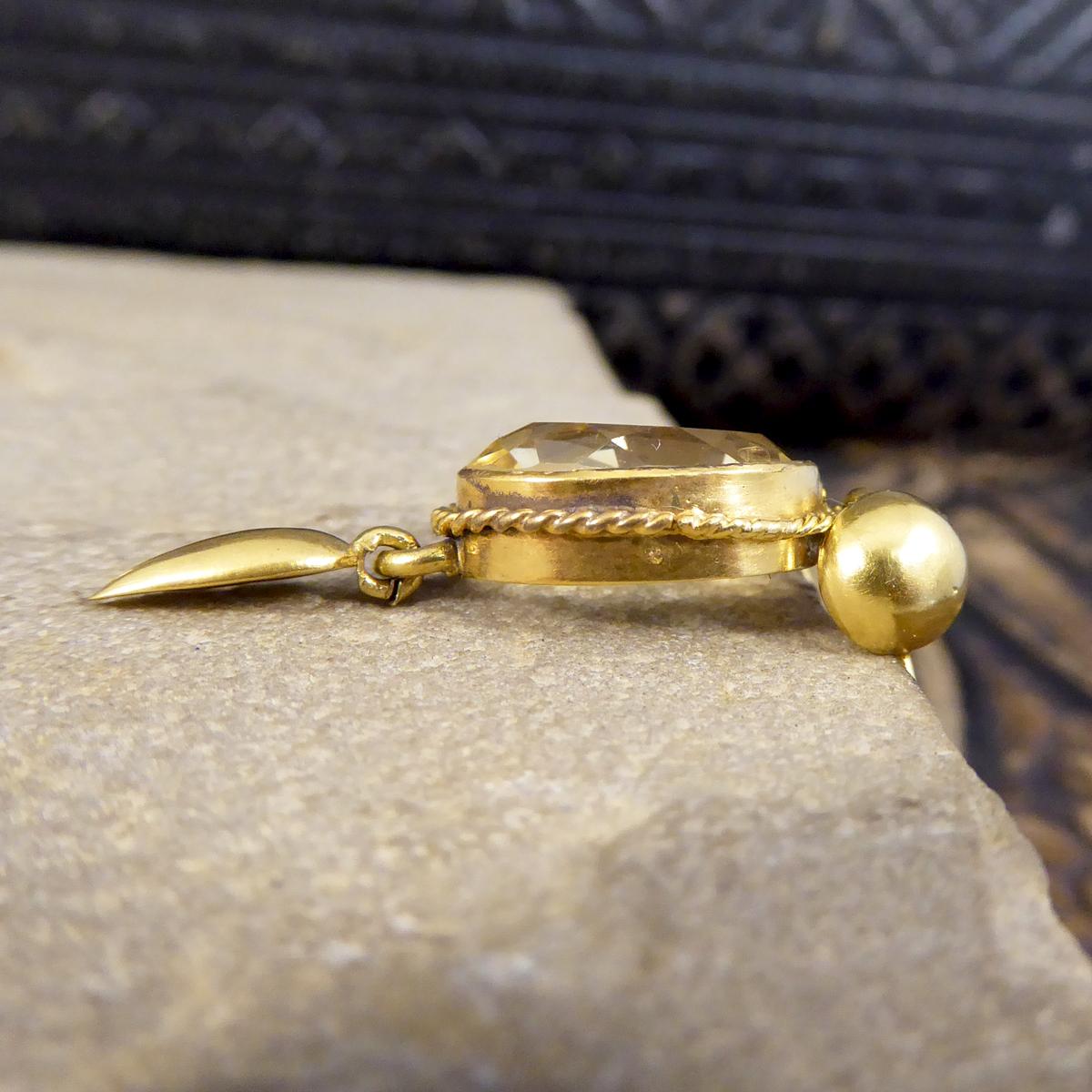 Women's or Men's Antique Late Victorian Citrene Drop Earrings in 18 Carat Yellow Gold