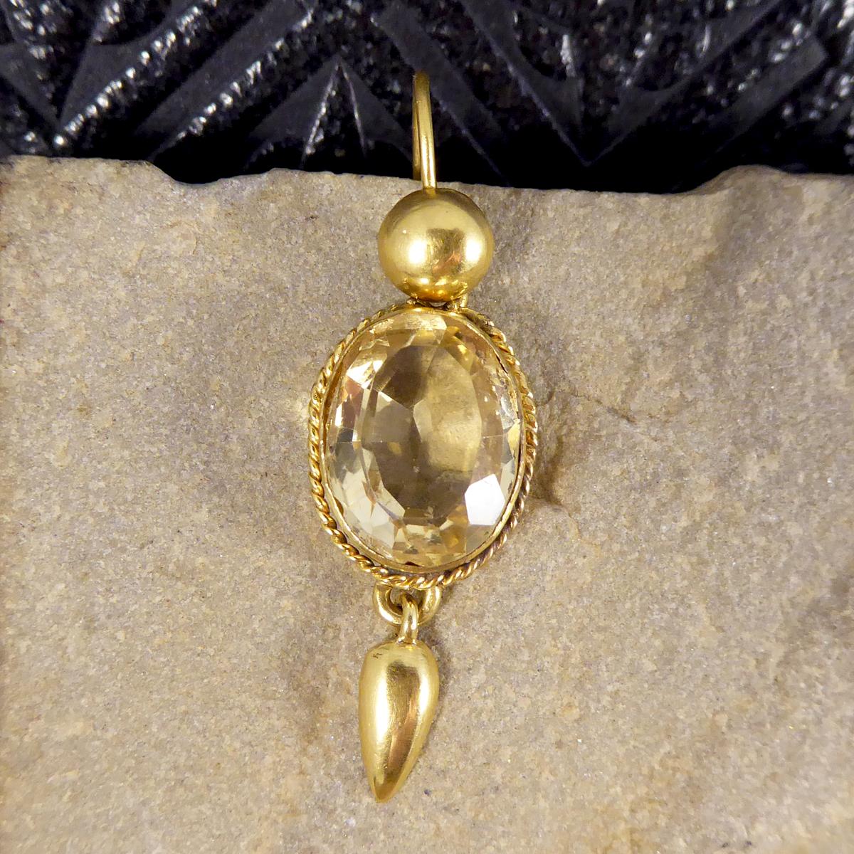 Antique Late Victorian Citrene Drop Earrings in 18 Carat Yellow Gold 2
