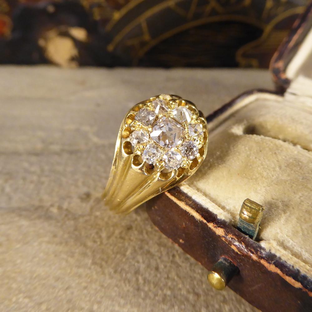 Antique Late Victorian Diamond Cluster Ring in 18 Carat Gold, 0.75 Carat Total 4