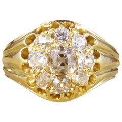 Antique Late Victorian Diamond Cluster Ring in 18 Carat Gold, 0.75 Carat Total