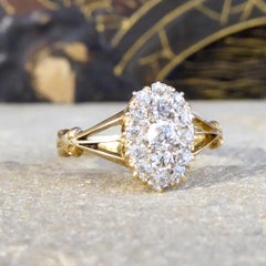 Antique Late Victorian Diamond Oval Cluster in 18ct Yellow Gold