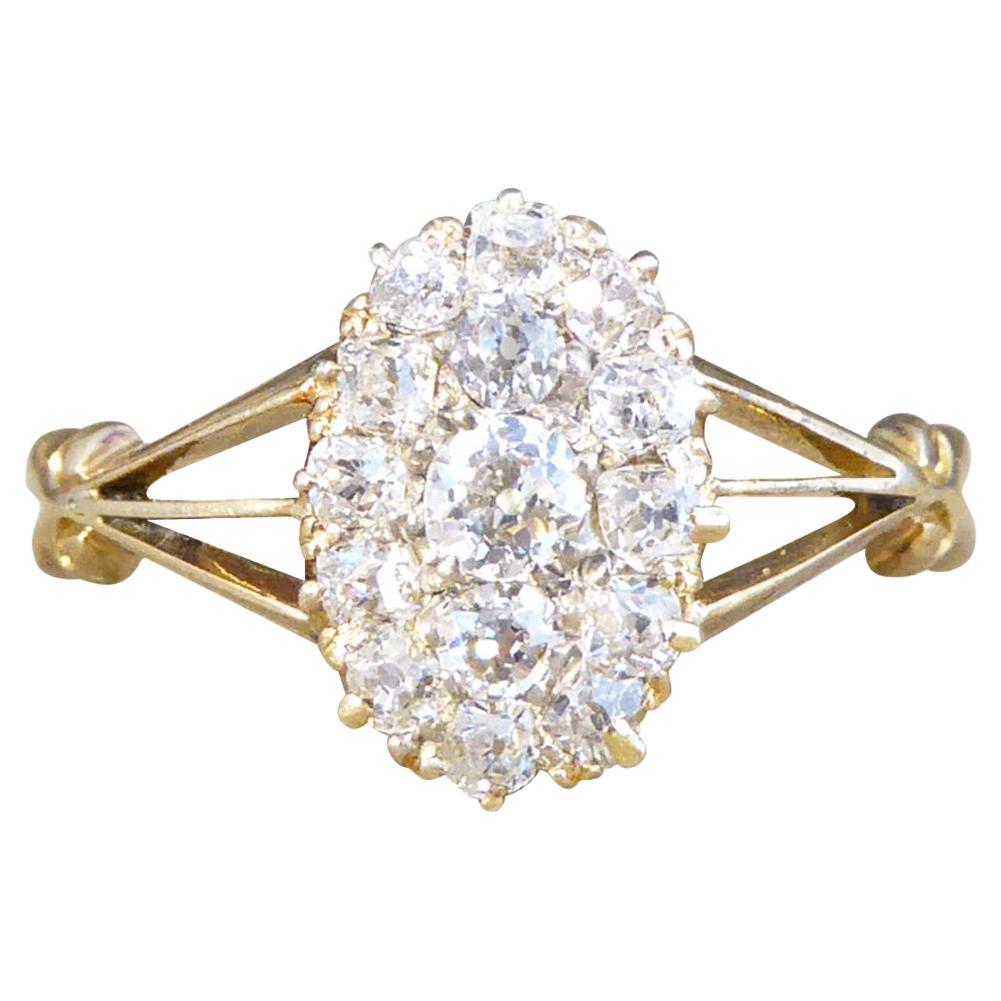 Antique Late Victorian Diamond Oval Cluster in 18ct Yellow Gold For ...