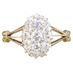 Antique Late Victorian Diamond Oval Cluster in 18ct Yellow Gold